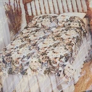 Vintage Owen Cat Portrait 72x90 full/twin new in package